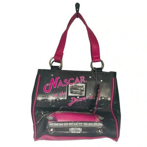 NASCAR At the Drive-In Purse Hot Pink Black‎ Pocketbook Keychain